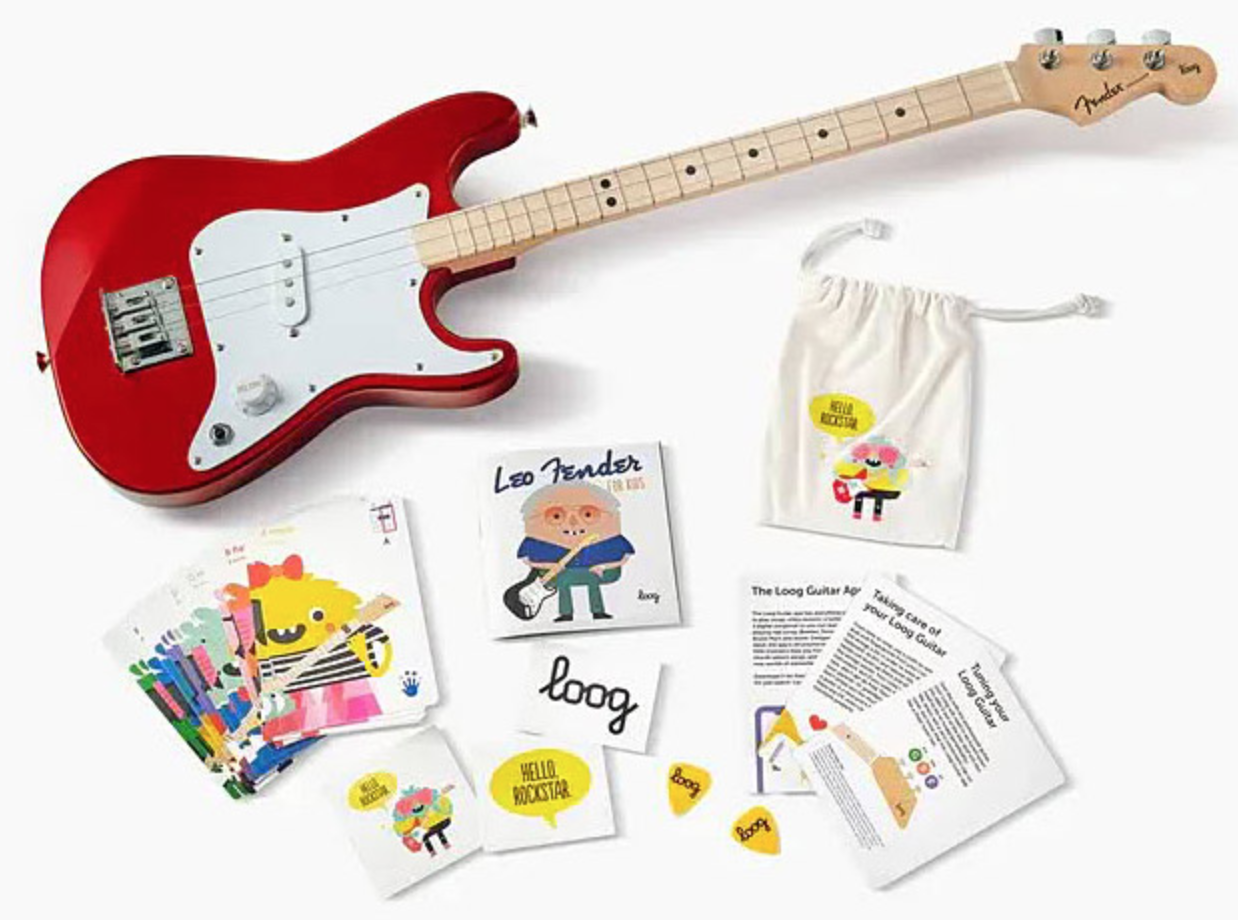 Packaging Loog Mini Fender x Loog Stratocaster Red